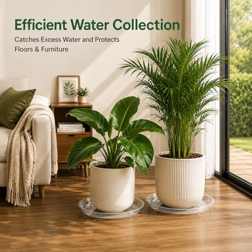 4 Pack 16 17 18 19 20 21 22 in Clear Plastic Plant Saucers for Indoors, Durable Plant Trays for Pots and Plant Water Catcher Tray with No Holes, Reusable Plastic Trays for Plants (17''-4Pack) - Image 2