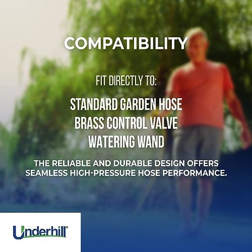 Underhill Precision Rainbow Garden Water Hose Nozzle Sprayer, 15 GPM 80 PSI, 3/4-Inch Thread Inlet, High Pressure Heavy-Duty Brass and Rubber, HN1500 - Image 4