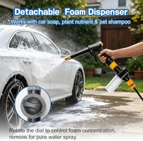 High Pressure Hose Nozzle, Pressure Washer Gun, Heavy Duty Adjustable Twist Hose Nozzle Jet Sweeper Nozzle for 3/4" Garden Hose, 4 Spray Modes for Car Yard Patio Pets Washing (D) - Image 3