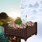 YSUEFIJO Raised Garden Bed Outdoor, Elevated Plastic Planter Box, Garden Grow Box Patio Gardening Planter Box, with Water Design & Drainage Holes, for Flower Vegetable Herbs - Image 3