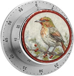 Mechanical Kitchen Timers for Cooking,Embroidery Bird Printed 60 Minute Magnetic Countdown Timer,Cute Cooking Timers with Alarm,Stainless Steel Time Timer Manual No Batteries Required by Unknown