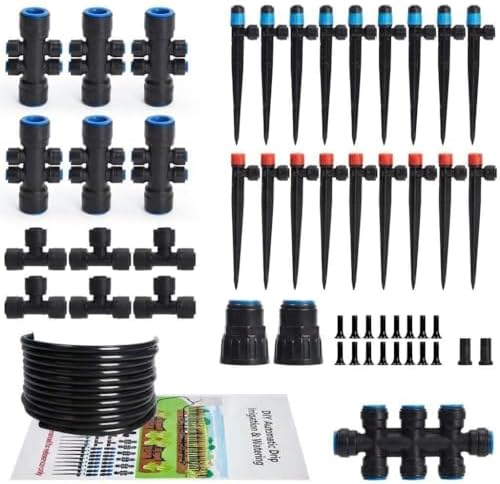 DIY Automatic Drip Irrigation Kit for Lawn and Potted Plants – 1/2" (33ft) & 1/4" (200ft) Durable Tubing – Adjustable POM Nozzles – Leak-Proof Quick-Connect Fittings – Multi-Design Sprayers by SunnyFurn