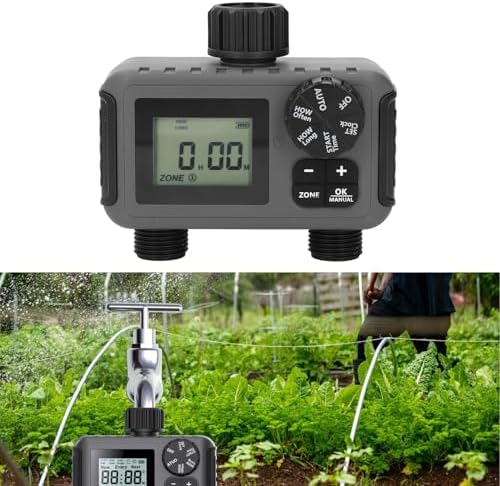 2 Zone Large Screen Outdoor Sprinkler and Garden Hose Faucet Timer with Rain Sensor Connector, Automatic Irrigation, for Garden Water Management - Image 3