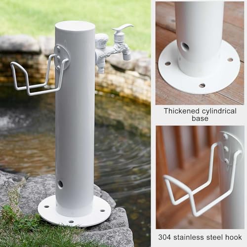Outdoor Aluminum Alloy Cylindrical Garden Water Column, Freestanding Hose Holder Hydrant with Tap for Garden Farm Ranch Backyard（86 * 10.5cm/34 * 4in） - Image 5