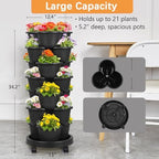 VECELO 7 Tier Vertical Garden Planter, Self Watering Stackable Planters with Wheels for Strawberries, Herbs, Flowers, Vegetables, Black - Image 5