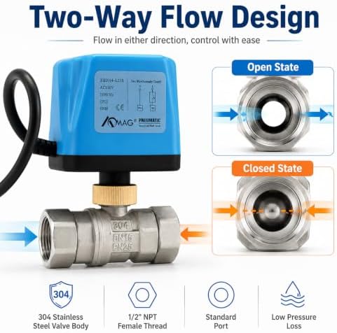 Motorized Ball Valve - 1/2" Stainless Steel Electric Ball Valve AC 110V NPT 2 Wires Normally Closed - Image 4