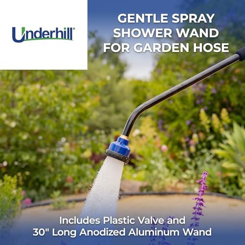 Underhill Proline Gentle Spray Shower Head Nozzle Wand, Garden Water Hose Sprayer for Watering Plants and Flowers, 30-Inch, Includes 3 Stainless Steel Outlet Plates (450, 750 and 1000 Holes) - Image 2