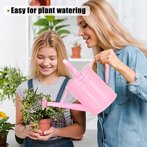 Metal Watering Can (1 Gallon) for Outdoor&Indoor Plants with Free Small Watering can for Kids, Plant Watering Can with Removable spout, Perfect for Garden Flower, Houseplants, Pink - Image 6