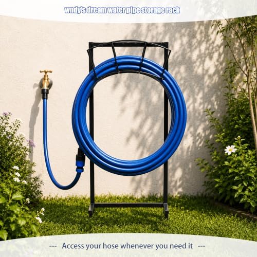 Garden Hose Holder Stand Freestanding with Arched Top Design, Heavy Duty Metal Water Hose Rack for Outside Yard Lawn, Stable Double-Pole Structure with Ground Spikes - Image 3