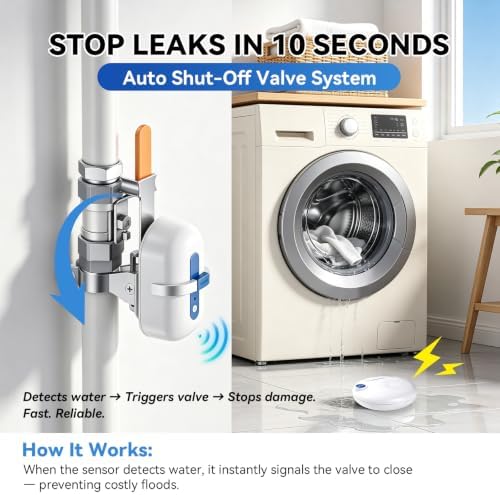 WiFi Smart Water Leak Detection & Auto Shut-Off Kit – 1 EVO Valve Controller + 2 Wireless Sensors, No Hub Needed, Works with Alexa & Google Home, Real-Time App Alerts for Home & Business - Image 4
