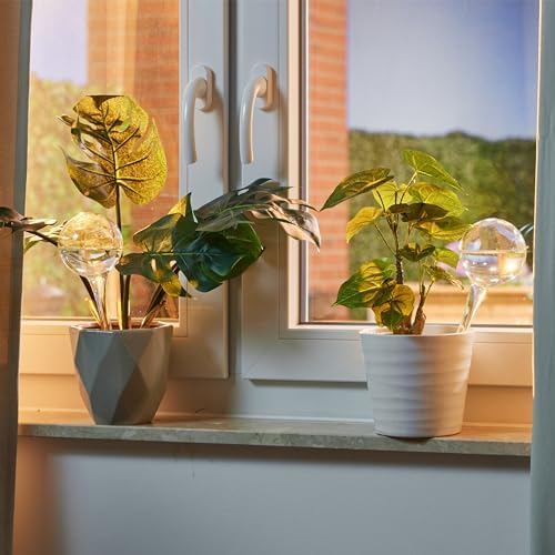 Relaxdays Watering Globes Glass, Set of 4, H x D 30 x 9 cm, Watering Balls for Plants, Watering Aid Holiday, Transparent - Image 2