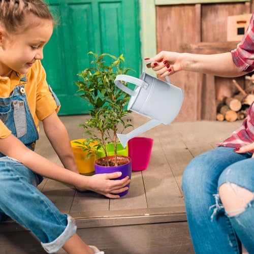 Small Metal Watering Can Set, Pink, 1.2L and 0.23L Garden Cans with Long Spout, Indoor Outdoor Plant Care (White) - Image 5