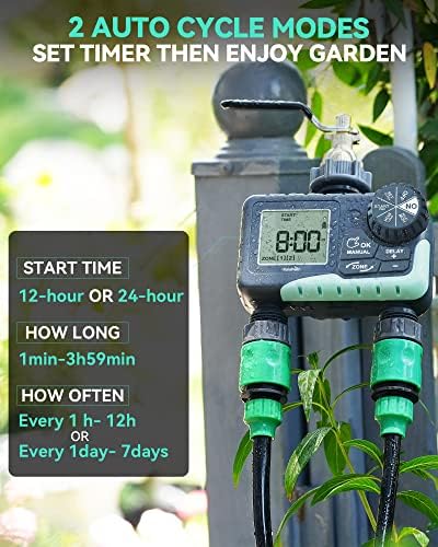 RAINPOINT Sprinkler Timer with Brass Inlet & Outlet, Programmable Hose Timer for Garden Soaker Hose, Water Timer with Rain Delay/Manual Watering System, Digital Drip Irrigation Timer for Yard, Lawn - Image 4
