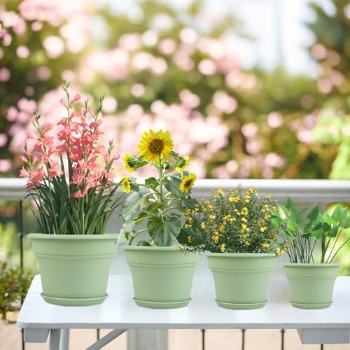 Pottiffe Plant-Pots-Planters-Indoor-Outdoor, 16 inch 4 Pack Green - Image 5