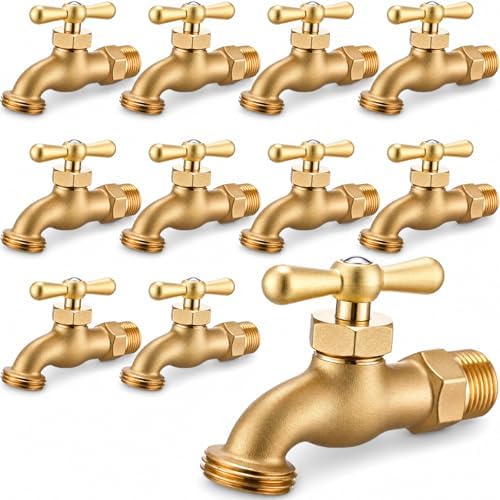 VIHOSE 10 Pack Outdoor Spigot Hose Bib 1/2" MIP X 3/4" MHT,Golden by VIHOSE
