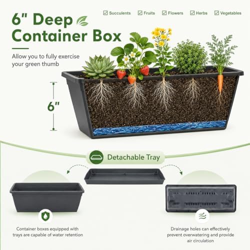 Giantex 5-Tier Vertical Garden Planter, Raised Garden Bed w/Drainage System & Removable Tray, Metal Frame Elevated Planter Boxes for Herb Vegetable Flower Grow, Outdoor Indoor Patio Balcony Backyard - Image 4