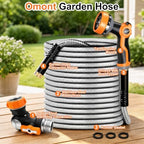 Metal Garden Hose 100FT with Nozzle Universal Adapter, 360° Swivel Connector Water Hose Stainless Steel Water Hose with Nozzle - Image 2