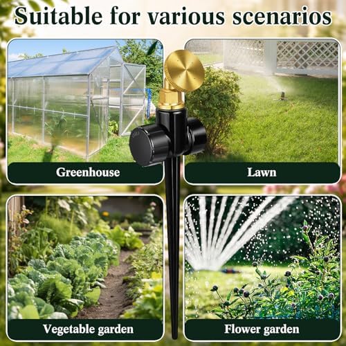 Tioncy 4 Pack Metal Lawn Sprinkler for Yard with Brass Nozzle & Aluminum Alloy Spike Base, Adjustable Automatic Garden Sprinkler System with Screen Gasket for Lawn Garden Yard Greenhouse(Black) - Image 7