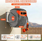Retractable Garden Hose Reel 1/2" x 50 ft 9 Pattern Nozzle Any Length Lock Wall-Mounted Automatic Slow Return 180° Swivel UV Resistant Heavy Duty Hose Reels for Outside - Image 4