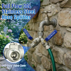 4 Pack 304 Stainless Steel Hose Splitter 2 Way, Full Flow Hose Splitter - Image 3