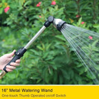 FANHAO Garden Hose Wand Heavy Duty, 16 Inches Metal Watering Wand with 8 Spray Patterns, 180° Rotating Long Hose Nozzle Sprayer Wand with Thumb Flow Control for Watering Hanging Baskets and Shrubs - Image 2
