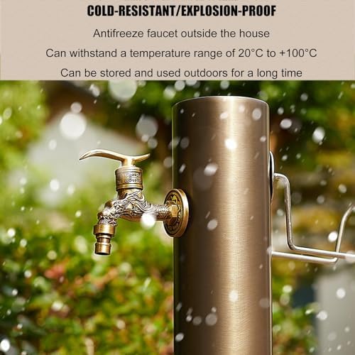 Outdoor Faucet Water Column, Floor Freestanding Garden Watering Fountain Hydrant Landscape Decor Taps, Freeze Proof Outdoor Water Spigot Irrigation Post, Water Hose Holders Water Dispenser - Image 5