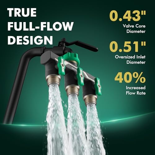 RESTMO Heavy Duty 3 Way Y Garden Hose Splitter Full Metal Body, Green - Image 2