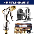 Garden Hose Reel 1/2 Inch Heavy Duty Hose, Outdoor Portable Stainless Steel Hose Storage Stand with Crank, Wall/Floor Mounted Water Pipe Car Roll Hose Holder, Patio Hoses Butler Rack Swivel Bracket - Image 2