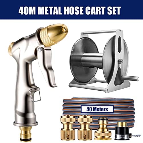 Garden Hose Reel 1/2 Inch Heavy Duty Hose, Outdoor Portable Stainless Steel Hose Storage Stand with Crank, Wall/Floor Mounted Water Pipe Car Roll Hose Holder, Patio Hoses Butler Rack Swivel Bracket - Image 2