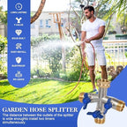 EJW Hose Splitter 3 Way, Garden Hose Splitters,High Flow Garden HoseSplitter, Heavy Duty Faucet Splitter,three wayHose Connector，Spigot Splitter, three Way Hose Manifold Valve 3/4 Inch GHT Thread. - Image 5