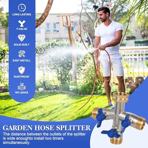 EJW Hose Splitter 3 Way, Garden Hose Splitters,High Flow Garden HoseSplitter, Heavy Duty Faucet Splitter,three wayHose Connector，Spigot Splitter, three Way Hose Manifold Valve 3/4 Inch GHT Thread. - Image 5