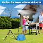 5.25FT Portable Misting Cooling System - Use with Pump or Directly to Faucet, with 4500mAh Rechargeable USB Pump, 26.5FT Hose, 4-Gallon (15L) Water Bag, Misters for Patio, Camping, Pool, Garden - Image 3