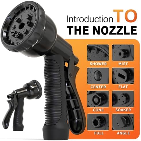 GASHER 100FT x 3/8" Coil Garden Hose, Expandable Garden Hose with 3/4" Brass Connector, Watering Hose Includes 8 Patterns Spray Nozzle for Outdoors Lawn Watering Car Washing - Image 4