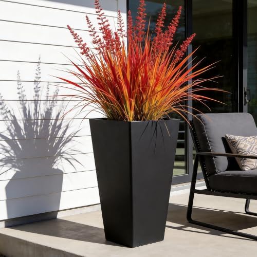 KOL Planters for Outdoor Plants, 28 Inch Tall Black Plant Pots, 2 Pack - Image 6