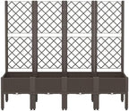 Garden Planter Box with Trellis Brown PP Rattan Look 63 Inch - Image 3