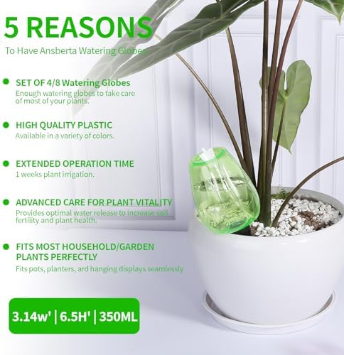 8 Pcs Plant Watering Globes Self Watering Planter Insert Plants Top Fill Water Device Plastic Water Bulbs Slow Release Terracotta for Plants, Green - Image 2
