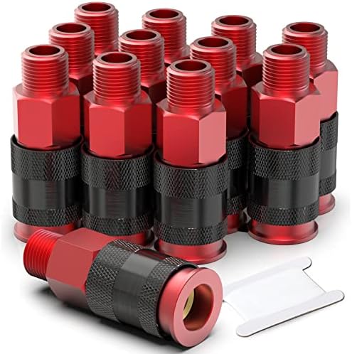 GASHER 12PCS Aluminium 1/4-Inch Male AMT Universal Air Coupler,1/4 Inch NPT Male Threads Size, Quick Connect Air Coupler by GASHER