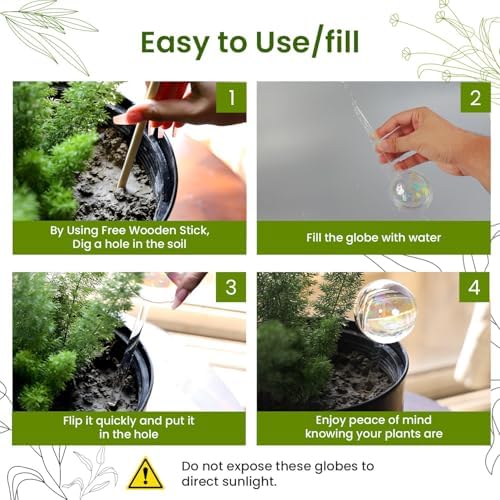 Iridescent Self Watering Globes, Glass Rainbow Plant Watering Globes, Self Watering Planter Insert, Automatic Plant Waterer Indoor (Medium-6 Pcs Iridescent, Medium) - Image 3