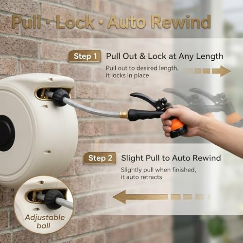 FEVONE Retractable Garden Hose Reel 100 ft, Auto Rewind - Image 2