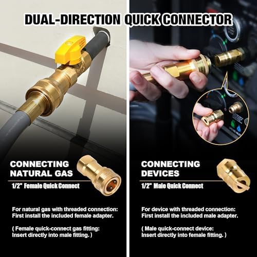 GENMAX GMNGK 25 Ft 1/2 Inch CSA-Certified Natural Gas Hose with Quick-Connect Fittings for Most Generators, BBQs, Grills & NG Appliances - Image 3