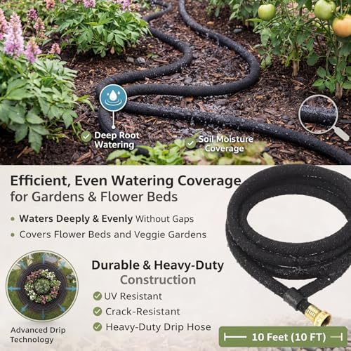Pangda 2 Pack Ring Soaker Garden Hose, 5/8" x 10 ft Heavy-duty Drip Hose - Image 3
