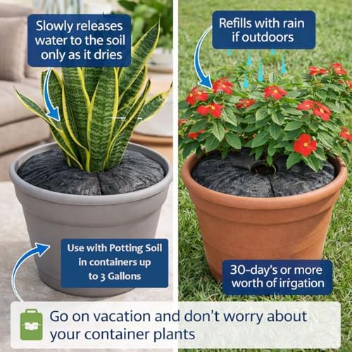 SteadySpring® Smart 30+Day Watering Mat for 10 in to 12 in Containers for Houseplants, Annuals, Herbs, Trees, Tomatoes - Self-Filling, Lasts 30+ Days, Automatic Irrigation Mat (2-Pack) - Image 2