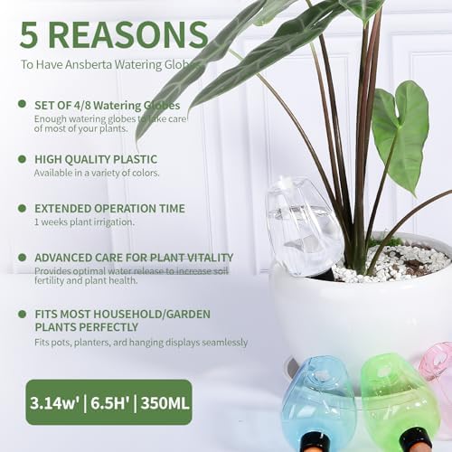 8 Pcs Plant Watering Globes Self Watering Planter Insert Plants Top Fill Water Device Plastic Water Bulbs Slow Release Terracotta for Plants, Multicolor - Image 2