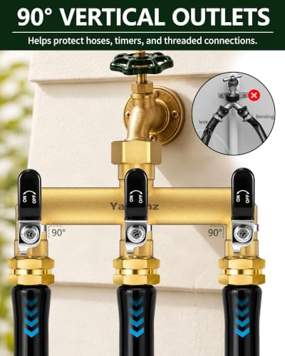 3-Way Garden Hose Splitter, Heavy-Duty Brass, 3/4" GHT, Black - Image 4