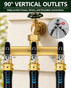 3-Way Garden Hose Splitter, Heavy-Duty Brass, 3/4" GHT, Black - Image 4