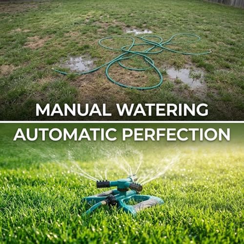 Garden Sprinkler System, Automatic 360° Rotating Three-Arm Butterfly Sprayer for Lawn Irrigation, Sturdy ABS TPR PP, Includes Connectors, 9.4 x 7.1 x 3.9 in - Image 4