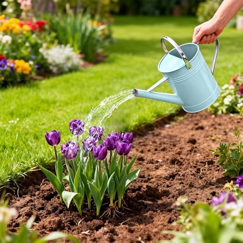 1.7 Gallon Metal Watering Can with Removable Spout, Durable Galvanized Steel Water Can for Indoor Outdoor Garden Plants (Blue) - Image 7