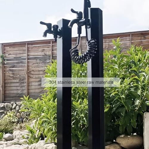 Freestanding Garden Water Column - Outdoor Frost-Resistant Faucet Dispenser, Stylish Hydrant Fountain for Irrigation, Sturdy Hose Holder with Faucet (Gray) - Image 3
