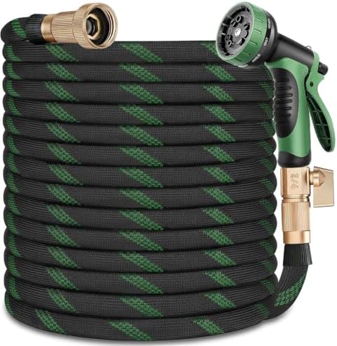 Garden Hose 100 ft, Fabric Water Hose with 10 Function Spray Nozzle by Unknown