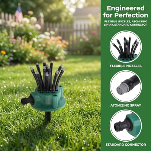 360° Rotating Lawn Sprinkler for Yard, Adjustable Garden Hose Sprinkler with Heavy Duty Spike Base, Automatic Irrigation Water Sprinkler for Lawn Grass Garden Dogs (3) - Image 2